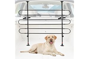 ORIENGEAR Dog Car Barrier for SUV, Car Pet Barrier Adjustable and Universal for Cars, Heavy Duty Safety Dog Car Barriers Steel Dog Car Guard, Metal Vehicles Pet Divider Gate Easy Setup