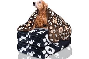 GORGELLY 1 Pack 3 Dog Blankets for Medium Dogs, Soft Fleece Dog Blanket Fluffy Pet Blanket Warm Sleep Mat Cute Paw Print Puppy Cat Blanket, Flannel Throw for Washable Dog Bed, Blanket for Dogs, 41"X31"