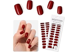 MOOYIYAN Gloss Nail Strips|Uv Free|22 Pcs,Gel Nail Stickers|Long Lasting Two Weeks and Easy to Apply&Remove|Burgundy