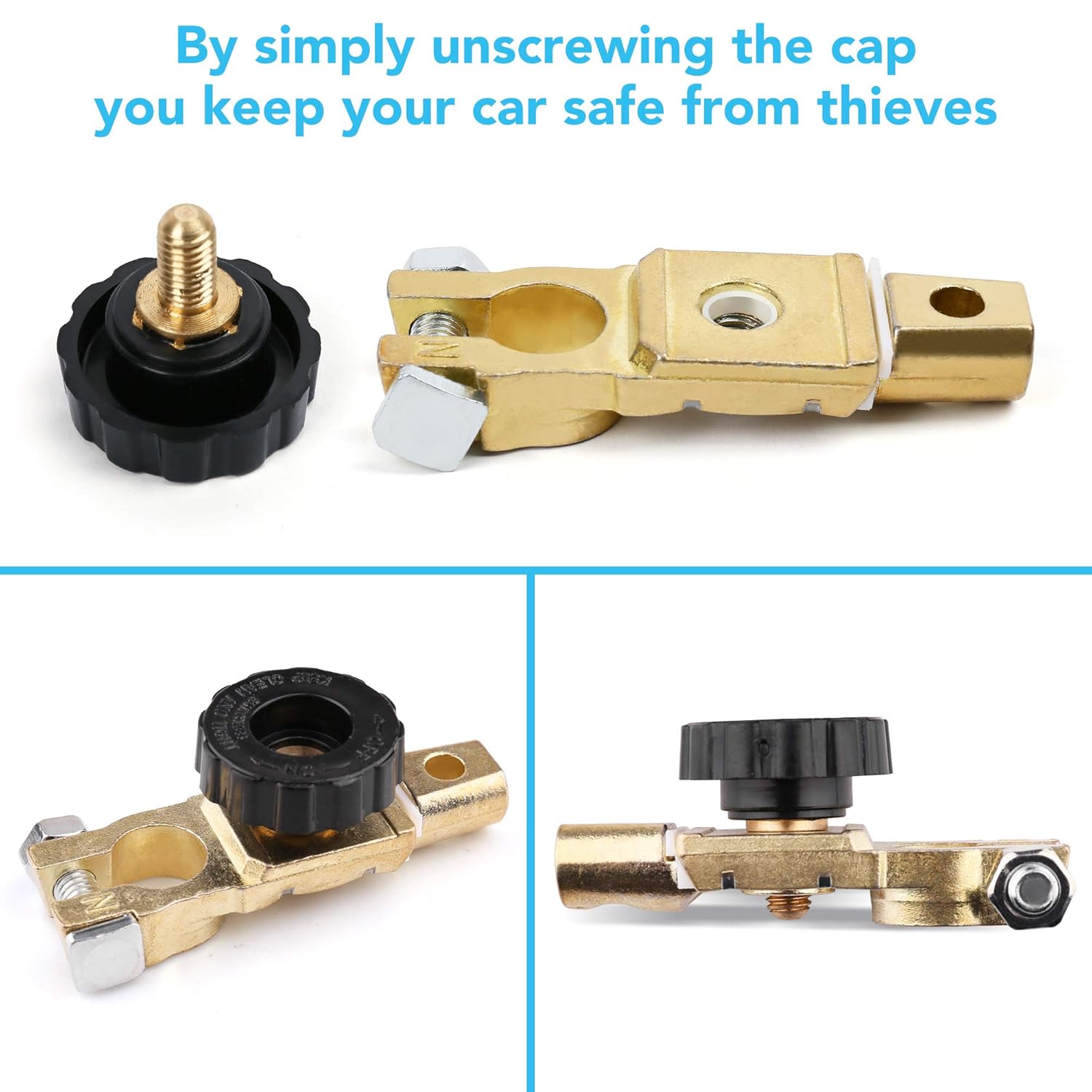 LotFancy Top Post Battery Disconnect Switch, 12V 24V Battery Kill Switch for Car Auto Truck Boat RV ATV Motorcycle, Battery Quick Disconnect Cutoff Switch, Knob Type, 125/500 Amps: Industrial & Scientific