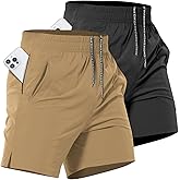 Lempue 2 Pack Mens Athletic Workout Shorts 7 Inch Quick Dry Gym Shorts with Pockets, Sports Tennis Running Shorts for Men
