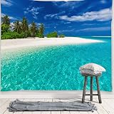 YISURE Tropical Paradise Beach Tapestry 150x130cm Palm Tree Ocean Decor view 3