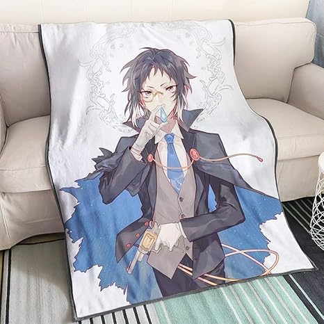 Amazon 文豪ストレイドッグス坂口安吾白背景3dプリントブランケットアニメキャラクターぬいぐるみフランネル ブランケット 毛布 オンライン通販