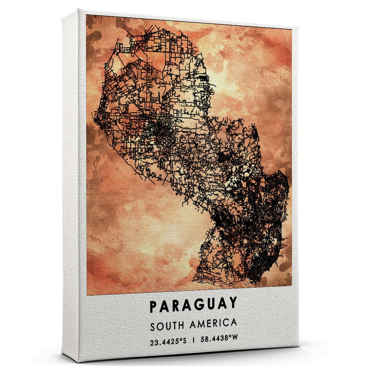 Paraguay Map Poster, South America Map Art