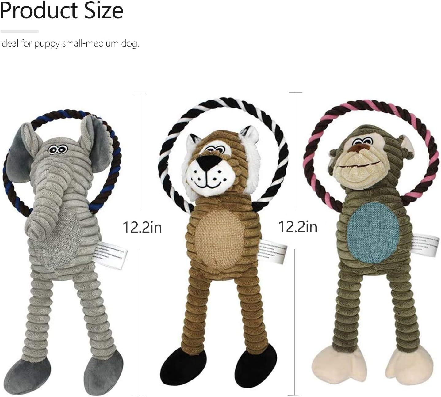 Kitchen & Dining : Newthinking 3 Pack Squeaky Dog Toys Set, Interactive Dog Chew Toys with Cotton Rope, Stuffed and Plush Chew Toys for Puppy Small Medium Dogs Aggressive Chewers : 