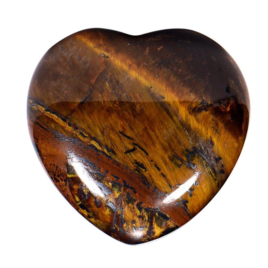 Morella Heart Gemstone Tiger’s Eye Angel Good Luck Charm Guardian Angel to take with You 3 cm - 1.18 inch in a Velvet Bag