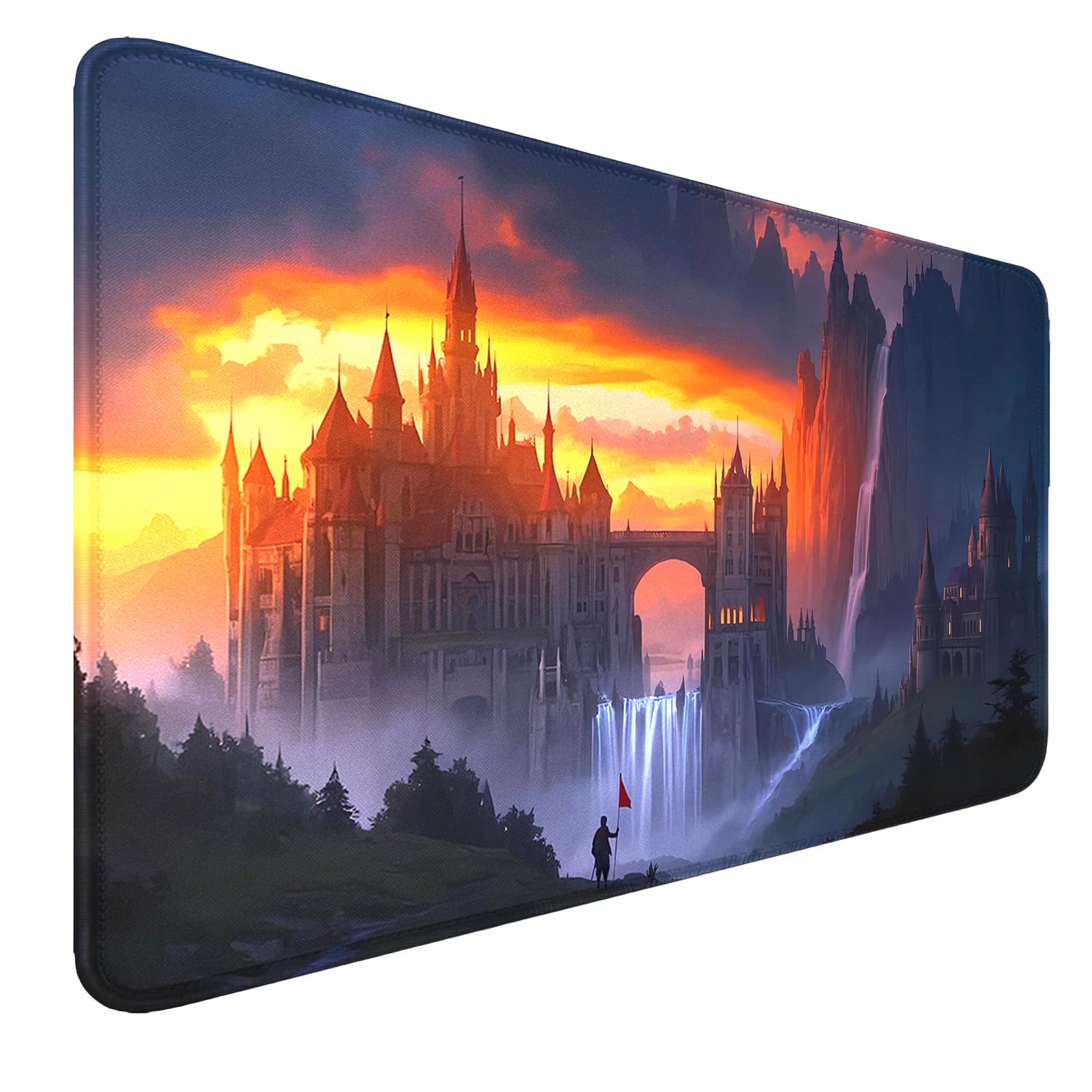 MTG Playmat, 24" x 14" MTG Playmat with Zones, Stitched Edges Game Play Mat Trading Card Game Playmats Mouse Pad Smooth Rubber Surface TCG Game Mat with Storage Bag