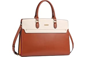 Telena Women Briefcase Laptop Tote Work Bag 15.6 inch Vintage Leather Handbags Shoulder Work Purses