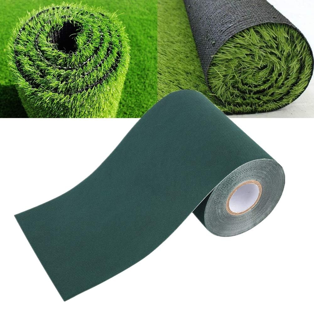 2 Colors Options 150mm*10m Artificial Turf Seam Tape Lawn Tape Grass Carpet Grass Adhesive Tape for Astro Garden Lawn & High Density Fake Artificial Grass & Turf（Black/Green）(Green)