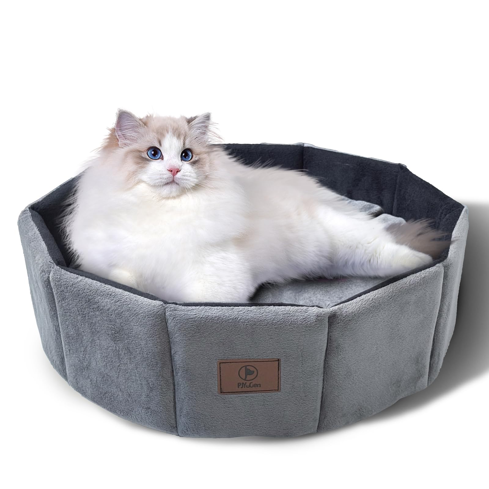 Photo 1 of Cat Bed Kitten Bed, Washable Round Cat Beds for Indoor Cats, Super Soft Faux Rabbit Fur Small Kitten Bed for Puppy and kitten, Fluffy Inner Mat Filling Memory Foam with Anti-Slip Bottom (Gray)
