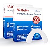 Y-Kelin Lower Denture Adhesive Cushions, Adhesive-Free Denture Pads for Sore Gums, 30 Pads*2 (60 Strips)