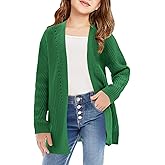 Haloumoning Girls Open Front Cardigan Sweaters Kids Fall Fashion Side Slit Outerwear 5-14 Years