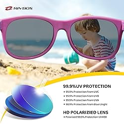 RIVBOS Kids Sunglasses for Girls Boys with Strap