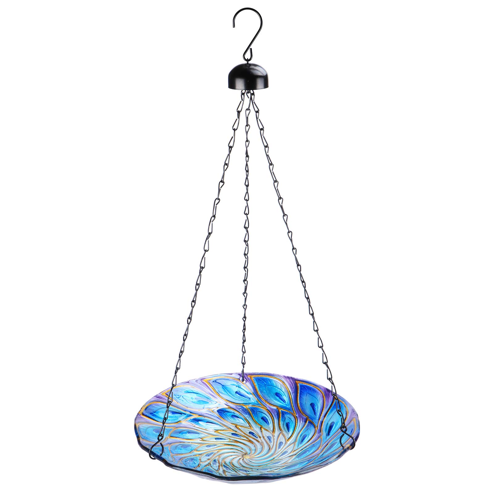 VCUTEKA Hanging Glass Bird Bath Outdoor Birdbath Birdfeeder for Garden Decoration