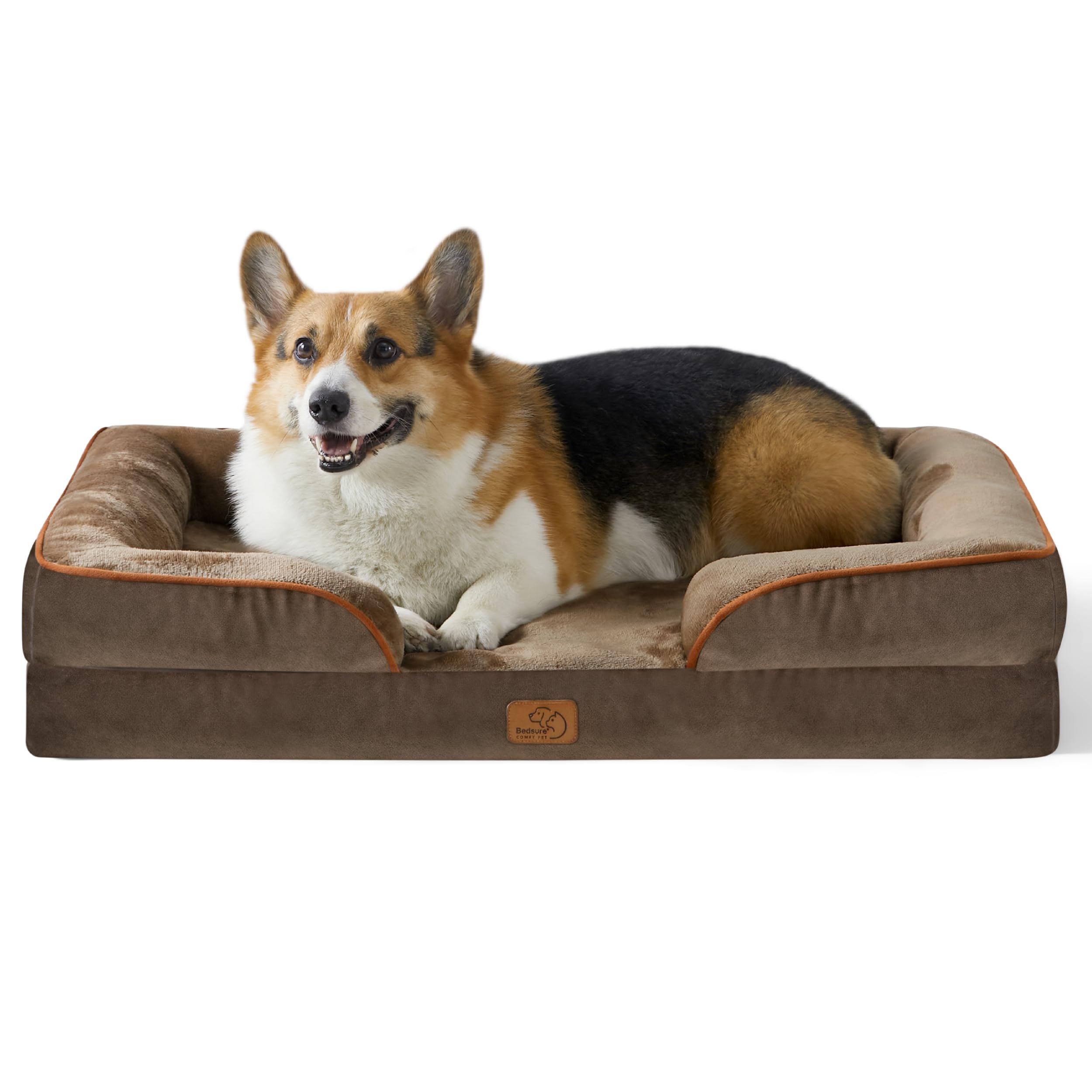 Photo 1 of Bedsure Orthopedic Dog Beds Large Sized Dog - Washable Large Dog Cat Bed Waterproof, Comfort Dogs Couch Sofa with Washable Removable Cover, Pet Bed with Nonskid Bottom, Brown, 35"