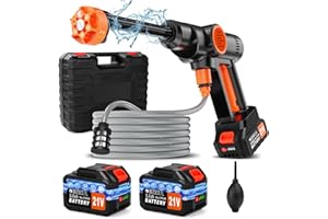 LEMOLIFYS Battery Pressure Washer, Electric Power Washer Cordless, Portable Car Pressure Washer Handheld with 6-in-1 Nozzle,17FT Drain Hose,Power Cleaner for Patio Floor Fence Deck Indoor