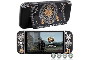 ITONGGUYUKI Dockable Protective Case Compatible with Switch OLED 2021, Hard Shell Case Cover for Switch OLED and Joy-Con Controllers with 4 Thumb Grips,Zelda Switch OLED Carrying Case (Zelda tears of The Kingdom)