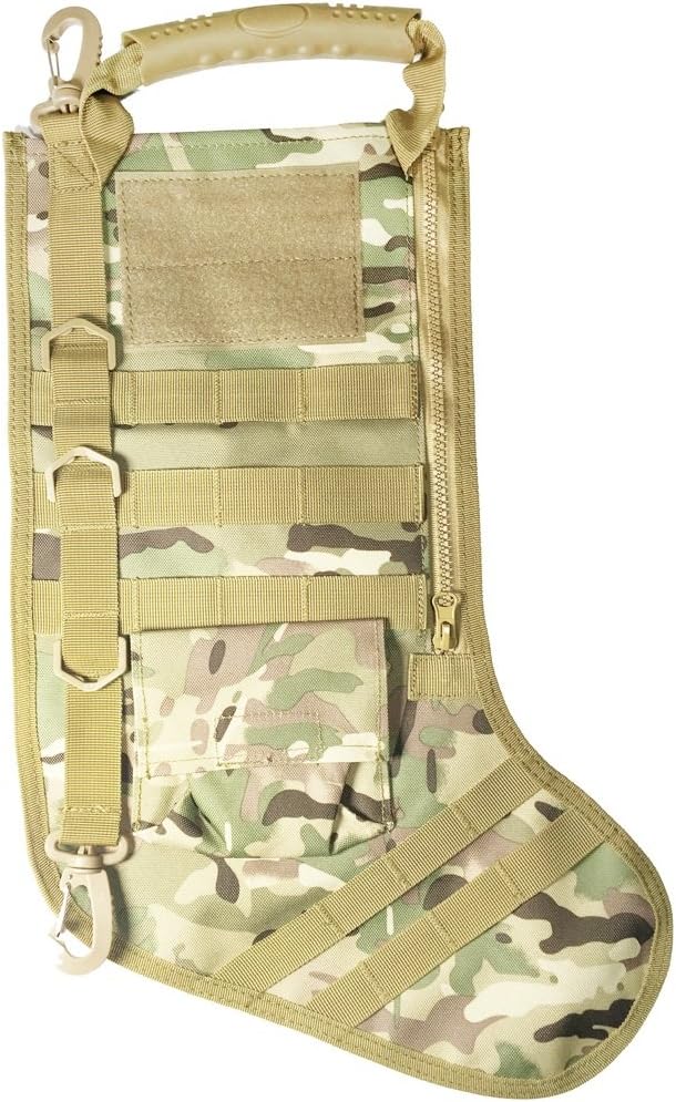 SPEED TRACK Tactical Christmas Xmas Stocking with Handle, Perfect Mantel Decoration, Gift for Veterans and Outdoorsy People (CP)