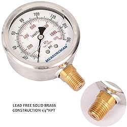 MEASUREMAN Lead-Free Pressure Gauge, 2-1/2inch