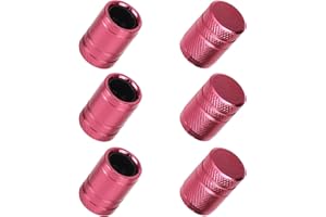 6pcs Pink Tire Valve Stem Caps, Aluminum Alloy Fashionable Pink Tire Valve Caps Weather Resistant Design Universal Fit for Ca