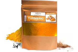 FRUTOS PACHAMAMA EIRL Organic Turmeric Powder High Curcumin With Black Pepper Cinnamon From Dominican Republic Anti Inflammatory Pure Natural Spice For Cooking Immune Support Non GMO Superfood 8oz Resealable Bag