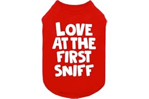 Fitwarm Love at The First Sniff Dog Shirt, Dog Valentines Outfit, Summer Dog Clothes for Small Dogs Boy Girl, Funny Dog Tshirt, Lightweight Breathable Cotton, Pet Cat Outfit, Red, Medium