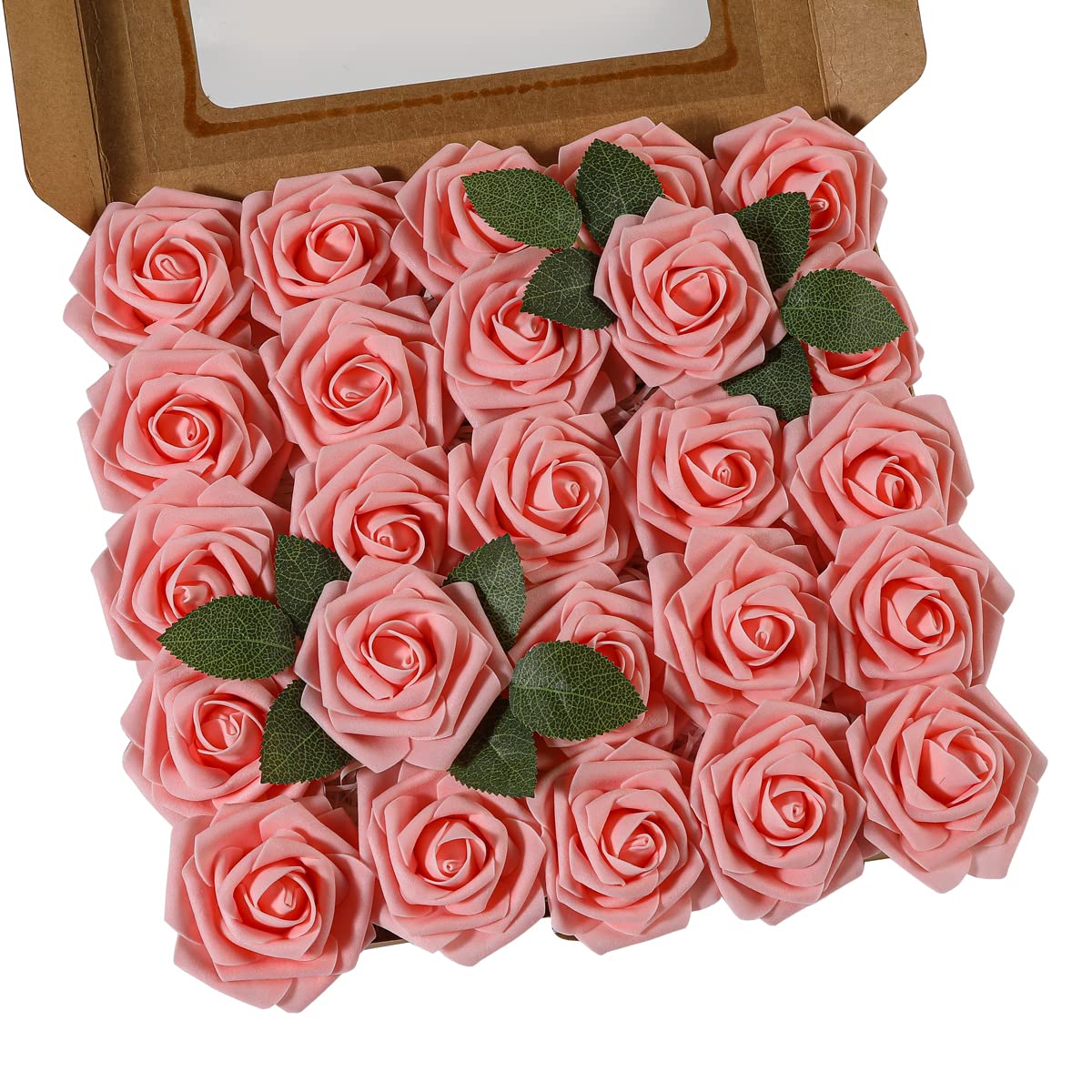 Ruiuzioong Artificial Flowers, 25pcs Real Touch Foam Roses DIY Flowers for Wedding Bouquets Centerpieces Arrangement Party Baby Shower and Home Decor (Pink, 25pcs) — image 1