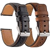 Galaxy Watch 46mm Band 2 Pack, Compatible with Samsung Galaxy Watch 8 Classic 46mm and Galaxy 46mm Watch Bands, Width 22mm Watch Band Quick Release Leather Straps Unisex Size