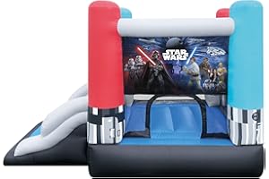 Funormous Star Wars Bounce House with Slide, Indoor Outdoor Darth Vader Inflatable Luke Skywalker Lightsaber Fun Bouncy Castle for Kids Ages 3-8 Years Old