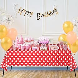 WNINK 6 Pack Red and White Polka Dot Tablecloths