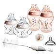 Tommee Tippee Natural Start Baby’s First BPA Free Bottle 8 Piece Set, 2 x 5oz and 2 x 9oz Anti-Colic Bottles, Slow and Medium Flow Nipples, 0-6 Month Pacifier, Pink