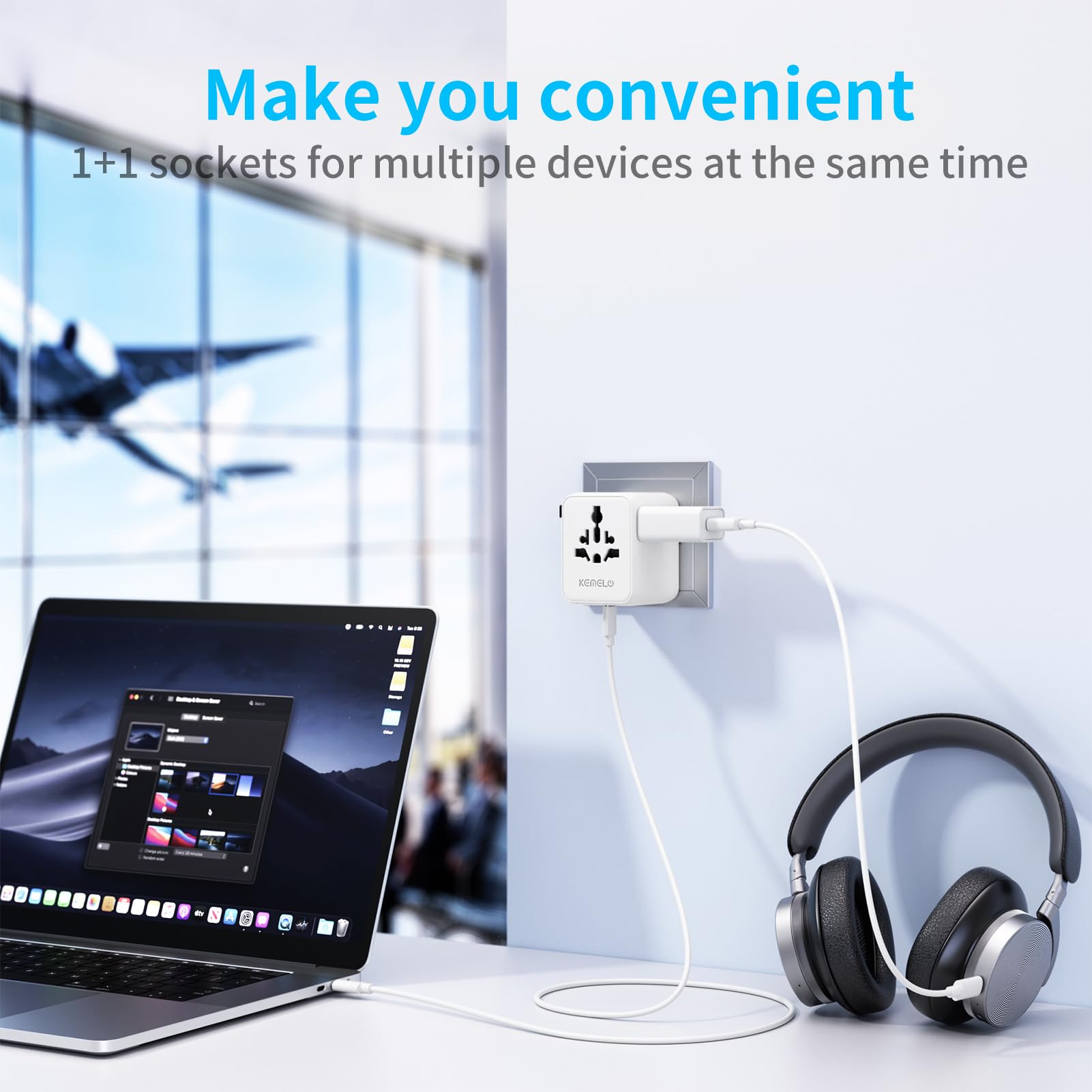 5 in 1 Reiseadapter Weltweit,Universal Adapter mit USB A,USB C,1 Weltweit Steckdose und 1 USA/JP Steckdose,Travel Reisestecker Internationaler Steckdosenadapter für EU USA UK Canada Japan Australien 7