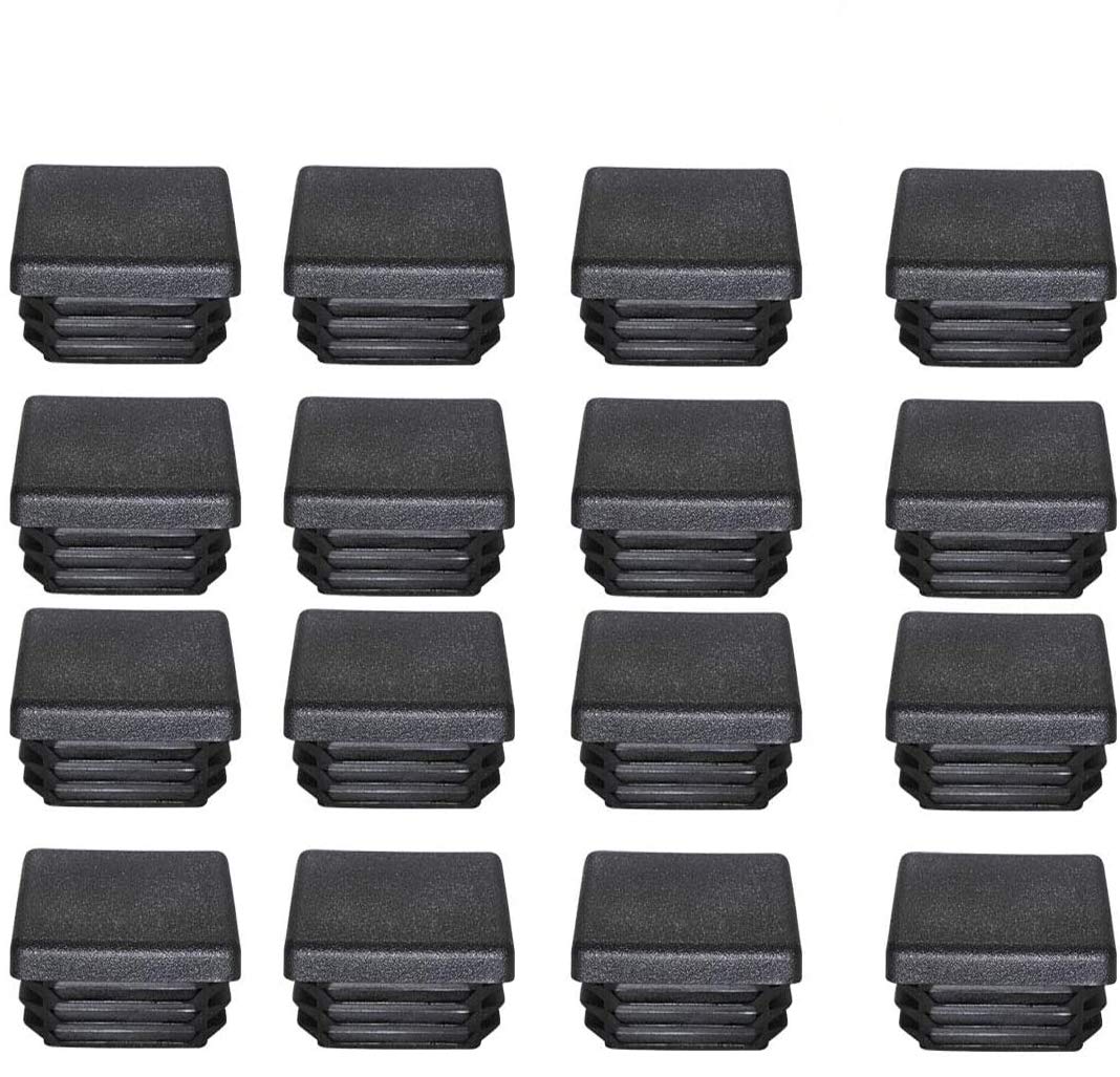Square Tubing End Cap Black Plastic Rectangle Plugs Tubing Post End Cap for Square Tubing Chair Glide Inserts 40mmx40mm 16pack