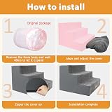 Nepfaivy Dog Steps for Bed 3-Step Non-Slip Foam Stairs 45x40x34cm view 5