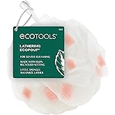 EcoTools Lathering EcoPouf, Loofah Infused with Mini Sponges, Provides Rich Lather, Recycled Netting, Gentle Exfoliation in Bath Or Shower, Pouf Removes Dead Skin, Cruelty-Free, 1 Count