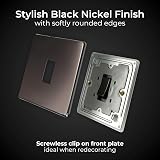 BG Electrical Single Wall Light Switch 2 Way Screwless Front Plate Black Nickel view 2