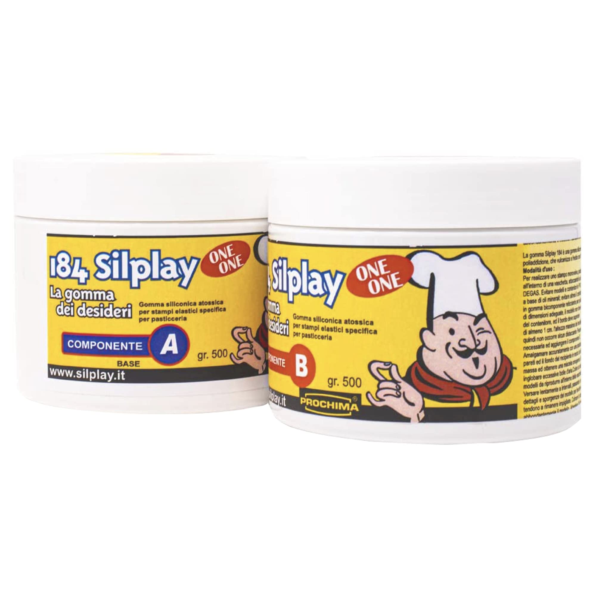 Prochima, Sillplay 184/30 A+B, Two-Component Silicone Rubber, Product Designed for Non-Stick Moulds for Sugar Derivatives, 100% Made in Italy, 1 kg