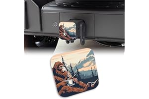 UUCBTAH Bigfoot Holds Hot Coffee Tow Hitch Cove Bigfoot Sits in The Forest Trailer Hitch Cover Universal 2" Square Hitch Cover Plug Cap,Heavy Duty Trailer Hitch Tube Rubber Covers for Trucks SUV Cars