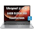 Lenovo IdeaPad 15.6" FHD Touchscreen Laptop (16GB RAM, 512GB SSD, Intel 6-Core i3-1215U (> i5-1135G7)), Narrow Bezel, Webcam, 10-Hour Long Battery Life, Wi-Fi 6, Win 11 Home S Mode, Cloud Grey