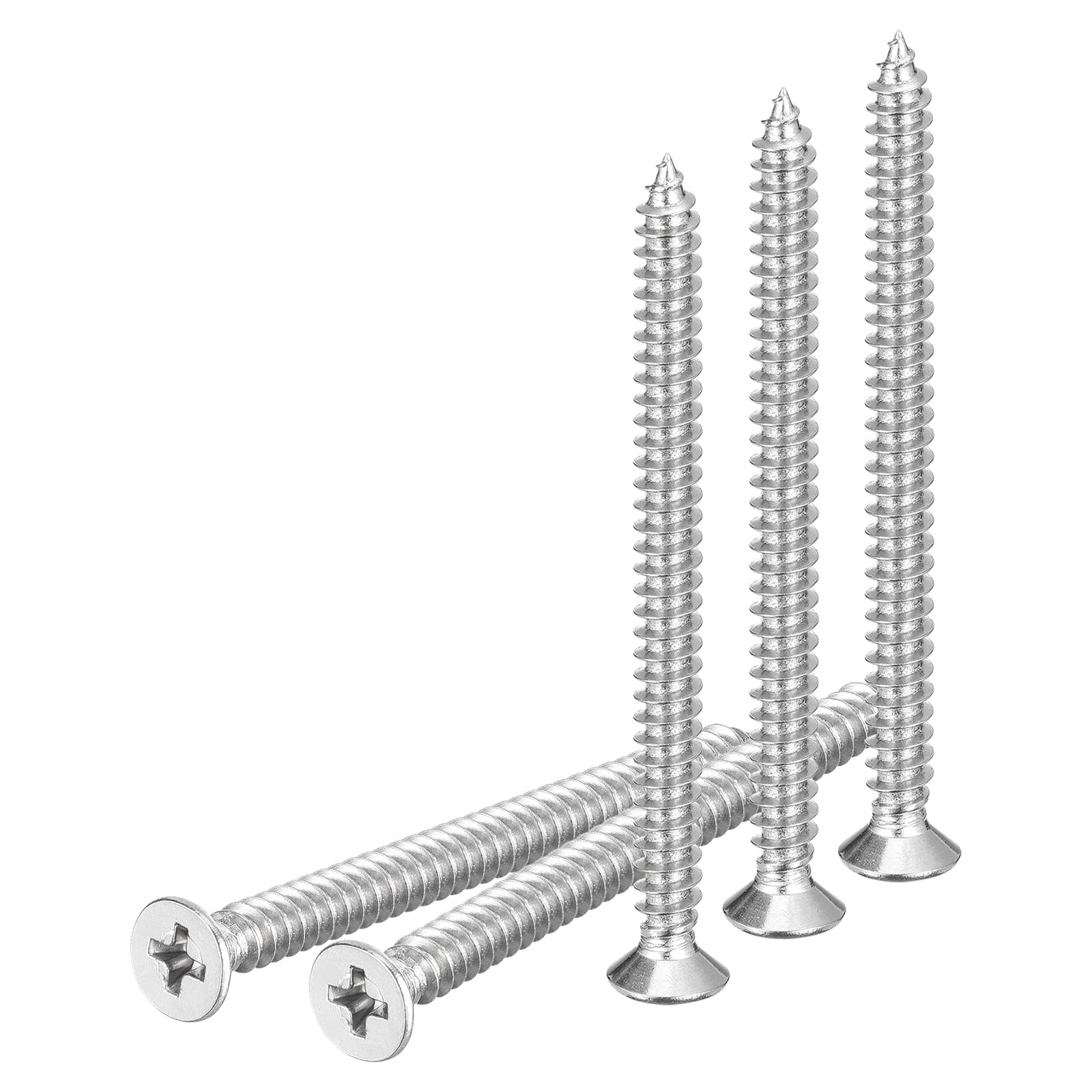 DTGN 20Pcs M5x65mm Flat Head Wood Screws, 304 Stainless Steel Phillips Self Tapping Screws - Good for Woodworking, Furniture - Silver — image 1