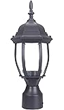 LIT-PaTH Outdoor Post Light Pole Lantern Lighting Fixture with One E26 Base Max 100W, Aluminum Housing Plus Glass, Matte Black Finish
