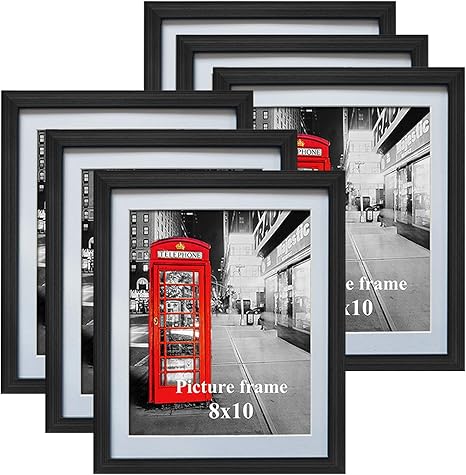 8x10 Black Picture Frames with Mat 