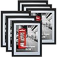 8x10 Black Picture Frames with Mat for Wall or Table Top Decoration, Set of 6