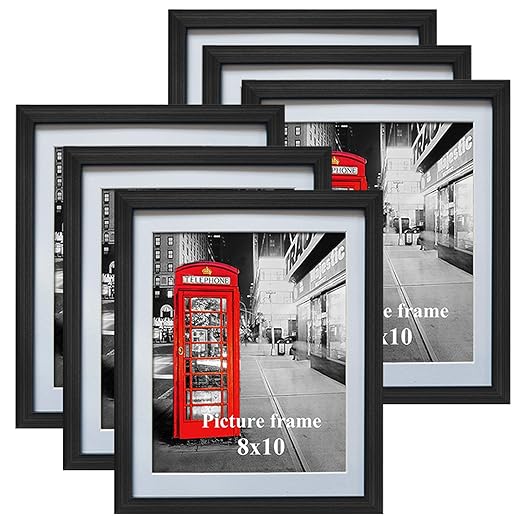 8x10 Black Picture Frames with Mat for Wall or Table Top Decoration