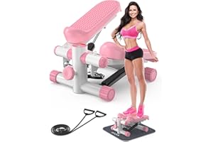 Steppers for Exercise at Home, KitGody Mini Stepper with Resistance Bands, Portable Stair Stepper for Home 330LBS Capacity, Adjustable Height Fitness Stepper Machine