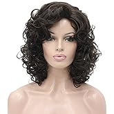 Lydell Short Length Chestnut Brown Afro Curl Full Synthetic Wig Women Wigs (Chestnut Brown)