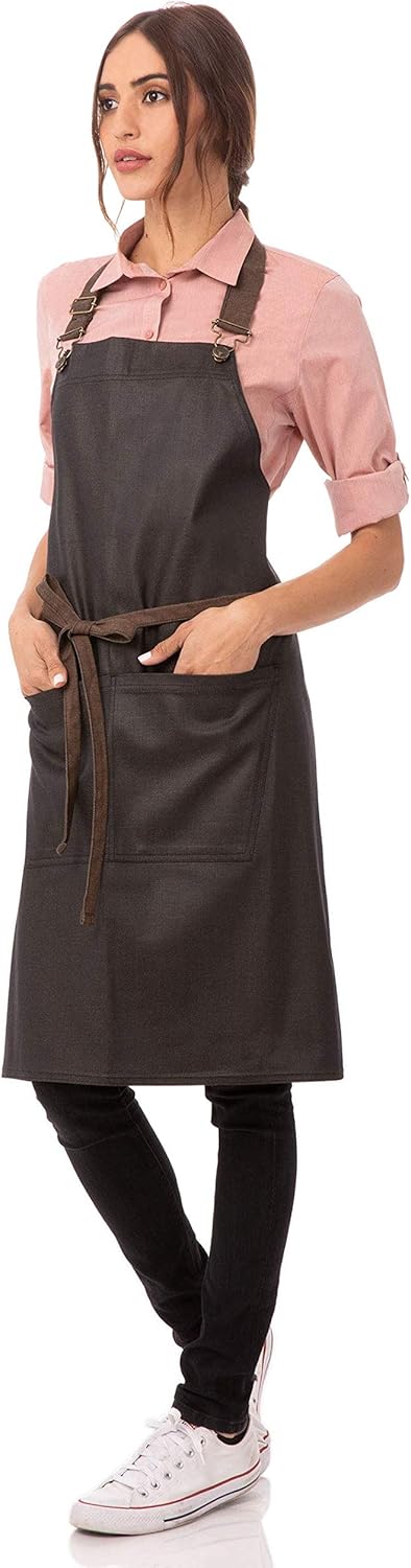 Chef Works Unisex Boulder Bib Apron, Brown/Black, One Size: Clothing