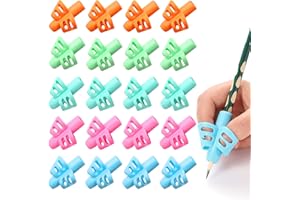 KIGEAPUEL 20 Pcs Pencil Grips for Kids Handwriting Ergonomic Training Pencil Holder Writing Tool for Toddlers, Preschoolers, Children Special Needs Colorful School Supplies(2 Fingers)
