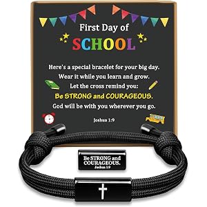 Trinckle First Day of School Bracelet Boy, 1st Day of School Gifts for Kids | Adjustable Cross Bracelet to Dress Back to Scho