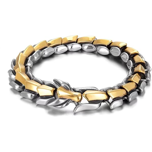 Men's Stainless Steel Dragon Scale Cuff Bracelet: Norse Bangle